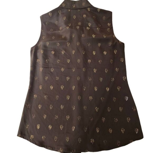 W by Worth Womens Brown Gold Sleeveless Silk Blouse Size 8 - Picture 6 of 12